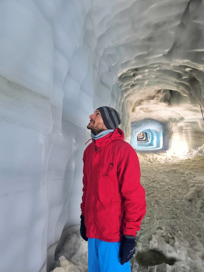 into the glacier